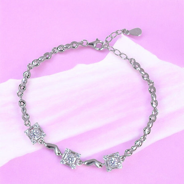 925 Sterling Silver Square - Shaped CZ Bracelet for Women - Taraash