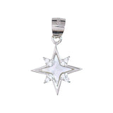 925 Sterling Silver Star CZ and Mother - Of - Pearl Pendant For Womens - Taraash