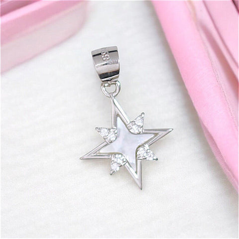 925 Sterling Silver Star CZ and Mother - Of - Pearl Pendant For Womens - Taraash