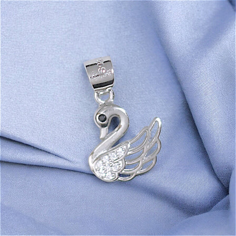 925 Sterling Silver Swan Pendant with Cubic Zirconia For Womens - Taraash