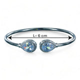 925 Sterling Silver Teardrop Design Adjustable Bangle For Women - Taraash