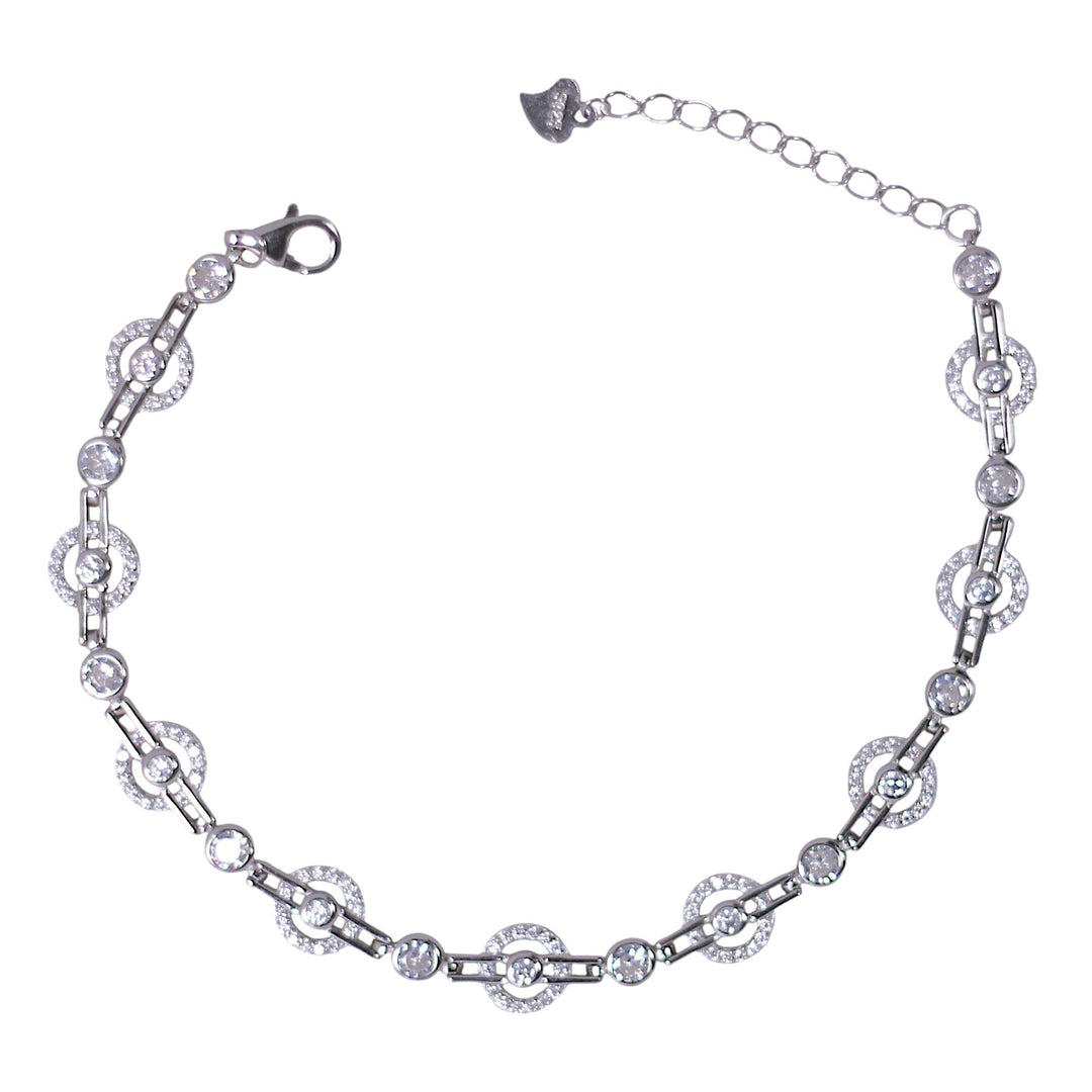 925 Sterling Silver Tennis Round CZ Link Bracelet for Women - Taraash