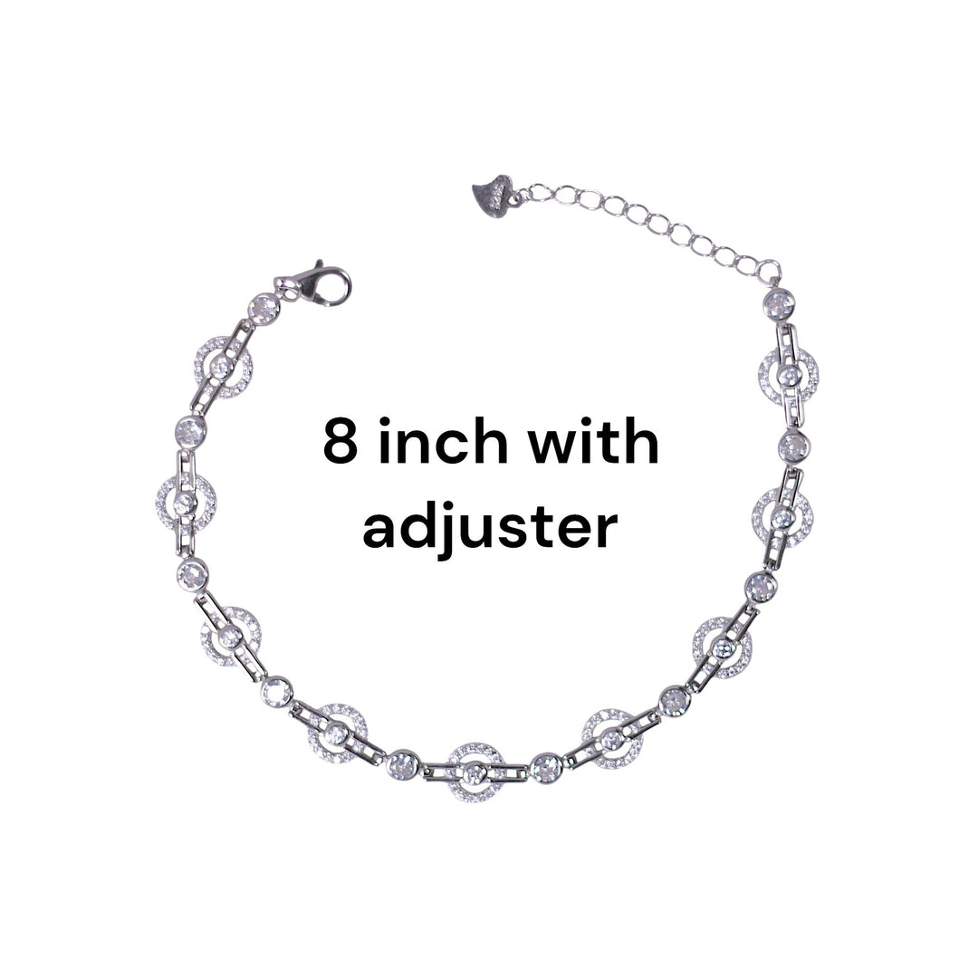 925 Sterling Silver Tennis Round CZ Link Bracelet for Women - Taraash