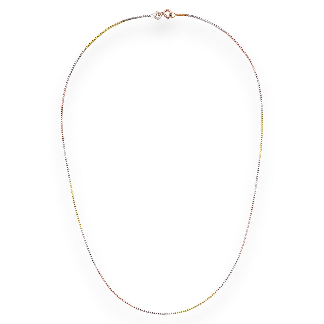 Tri Color Box 925 Sterling Silver Tri-Color Box Chain for Women – Taraash