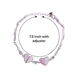 925 Sterling Silver Two Heart Pink Mother - of - Pearl and CZ Bracelet for Women - Taraash