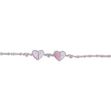 925 Sterling Silver Two Heart Pink Mother - of - Pearl and CZ Bracelet for Women - Taraash