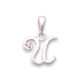 925 Sterling Silver "U" Letter Cz Pendant For Men And Women - Taraash