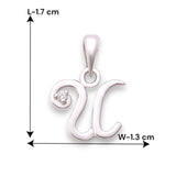 925 Sterling Silver "U" Letter Cz Pendant For Men And Women - Taraash