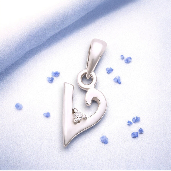 925 Sterling Silver "V" Letter Cz Pendant For Men And Women - Taraash