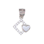 925 Sterling Silver White Mother of Pearl Square Heart CZ Pendant for Women - Taraash