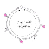 925 Sterling Silver with Pink Flower Charm Anklet For Girls - Taraash