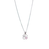 925 Sterling Sterling Silver Pink Mother of Pearl Heart Flower Pendant with Chain - Taraash