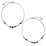 925 Sterling Silver Evil Eye Beaded Chain Anklets for Women