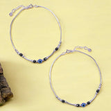 925 Sterling Silver Evil Eye Beaded Chain Anklets for Women