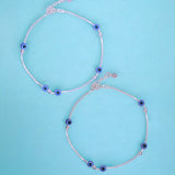 925 Sterling Silver Evil Eye Beaded Anklet for Women