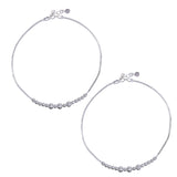 925 Sterling Silver Beaded Charm Chain Anklet For Women