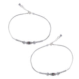 Taraash 925 Sterling Silver Elegant Beaded Cz Chain Anklet For Women