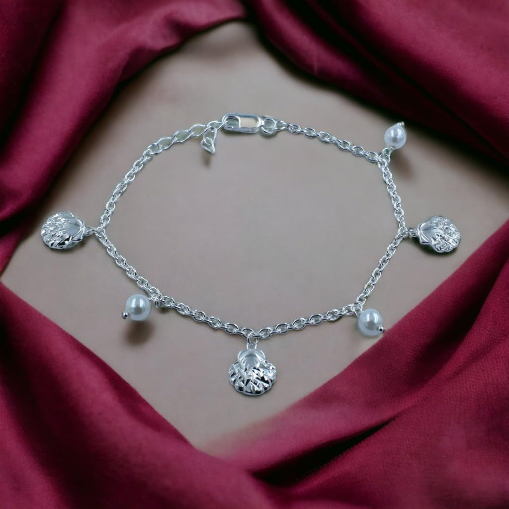 Triple Pearl Mens Sterling Silver Chain Bracelet Rakhi | GemPundit