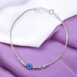 925 Sterling Silver Evil Eye Beaded with Multi Silver Beads 7.5" Bracelet For Women