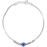 925 Sterling Silver Evil Eye Beaded with Multi Silver Beads 7.5" Bracelet For Women