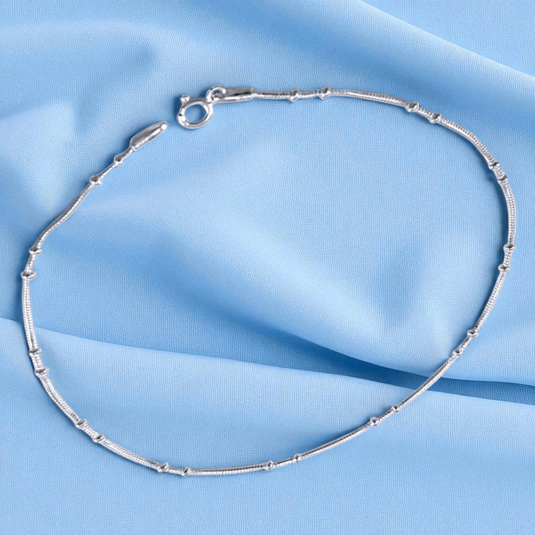 925 Sterling Silver Beaded Chain Single Anklet for Women – Taraash