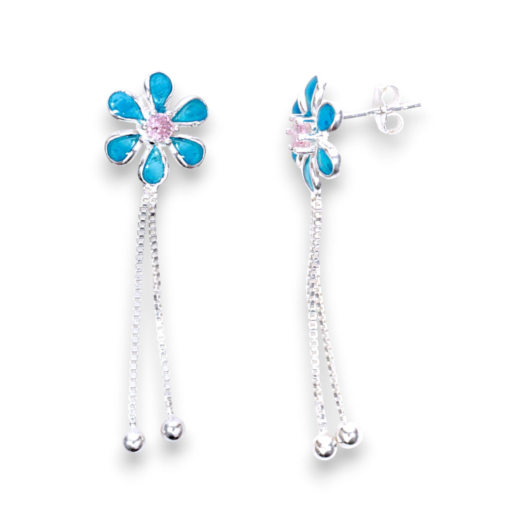 925 Sterling Silver Blue Floral Dangling Earrings for Women – Taraash