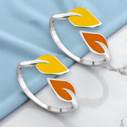 Taraash Top Openable Leaf with Multicolour Enamel 925 Silver Toe Ring for Women
