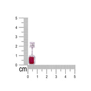 925 Sterling Silver Pink Baguette Stone & CZ Dangle Pendant for Women