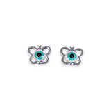 925 Sterling Silver Butterfly Evil Eye Enamel Stud Earrings for Girls