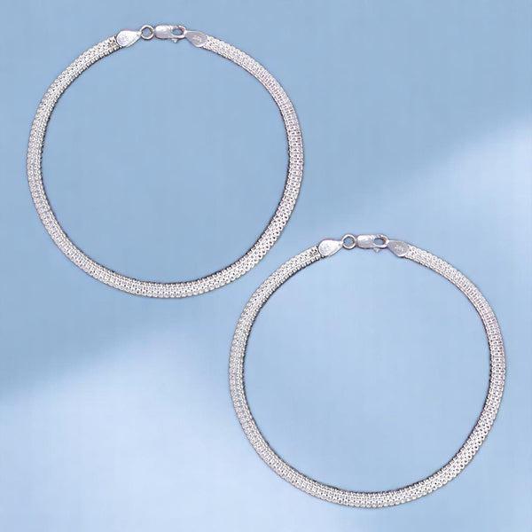 Taraash 925 Sterling Silver Plain Ball Anklets For Women
