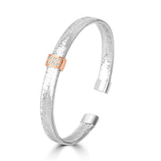 Blisse Allure Elegant Rose Gold Woven Cuff Bracelet with Diamond Accent - Taraash