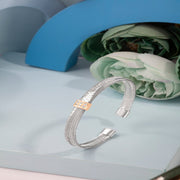 Blisse Allure Elegant Rose Gold Woven Cuff Bracelet with Diamond Accent - Taraash