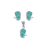 Taraash 925 Sterling Silver Blue Whale Pendant and Earring Set for Girls - Taraash