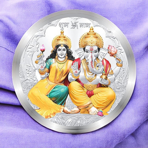 Taraash 999 Purity 10 grams Laxmi Ganesh Silver Coin - Taraash