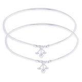 Taraash Singal Line Plain Ending with Floral Charm 925 Silver Anklet For Women AN0554S - Taraash