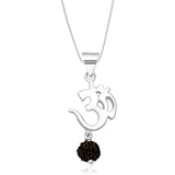 Taraash Sterling Silver Om Rudraksha Pendant With Chain For Unisex COMBO PDCH 64 - Taraash