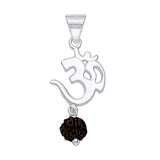 Taraash Sterling Silver Om Rudraksha Pendant With Chain For Unisex COMBO PDCH 64 - Taraash