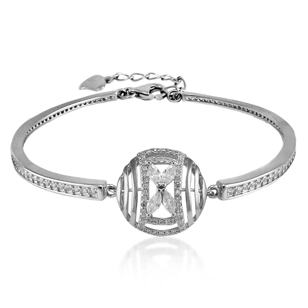 Taraash 925 Sterling Silver CZ Round Shape Bangle For Women