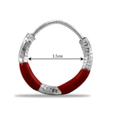 Taraash 925 Sterling Silver Red Enamel Hoops For Girls - Taraash