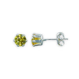 Taraash 925 Sterling Silver Yellow Round Solitaire CZ Stud Earrings For Women CBER226I-08 - Taraash