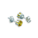 Taraash 925 Sterling Silver Yellow Round Solitaire CZ Stud Earrings For Women CBER226I-08 - Taraash