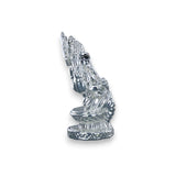 Taraash 999 Silver Ganesha with aura crown sitting on heighted seat Idol For Gifting - Taraash