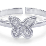 Taraash Sterling Silver Cz Embellished Butterfly Toe Ring For Women LR1240S - Taraash