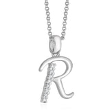 Taraash Sterling Silver CZ Studded Initial "R" Pendant For Men /Women CBPD028I-10 - Taraash