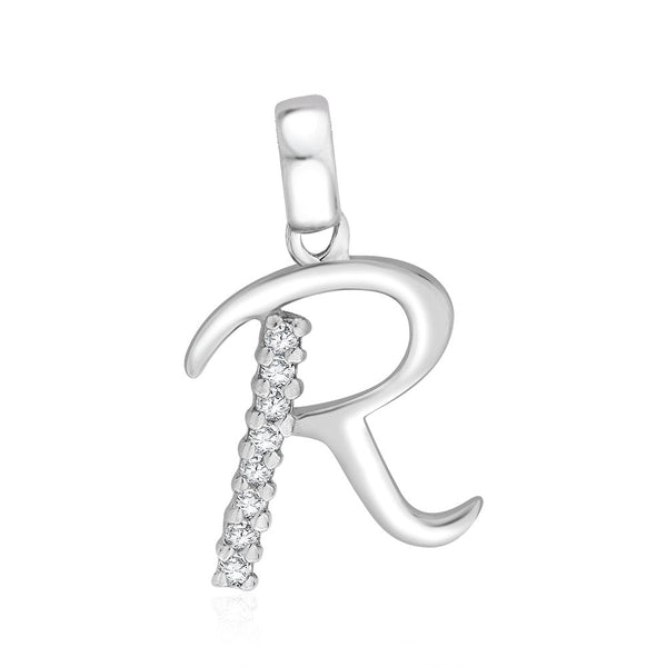 Taraash Sterling Silver CZ Studded Initial "R" Pendant For Men /Women CBPD028I-10 - Taraash